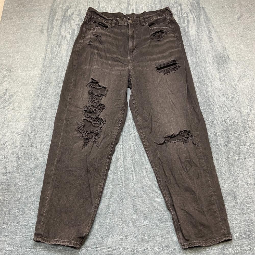 American Eagle Outfitters Jeans Womens 12 Black Cotton Straight Leg Distressed